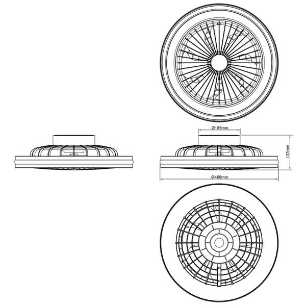 LED-Deckenventilator Palmero - Eisen / Kunststoff - Schwarz - 1-flammig - Image 16