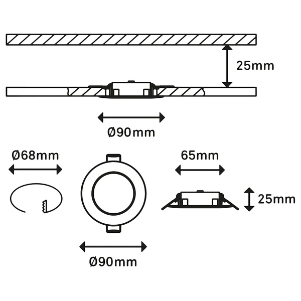 LED-Einbauleuchte Kulana II (3er Set) - Nylon - 3-flammig - Schwarz - Image 4