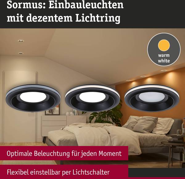 LED-Einbauleuchte Sormus - Kunststoff - Schwarz - 3er Set - Image 6