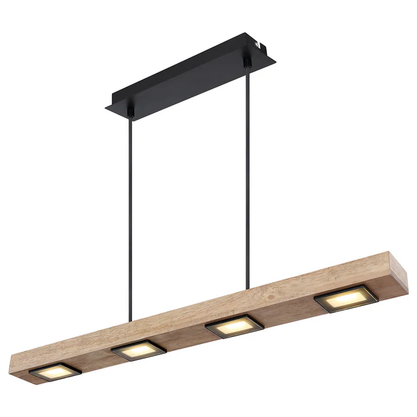 LED-Hängeleuchte Joya - Eisen / Eiche massiv - 6-flammig - Schwarz