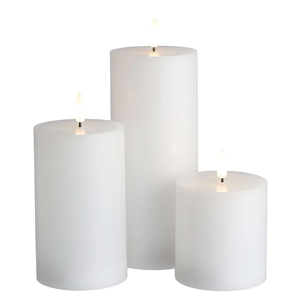 LED-Kerzen NORDIC LIGHT 3er-Set - Wachs - Weiß - Weiß - Image 9