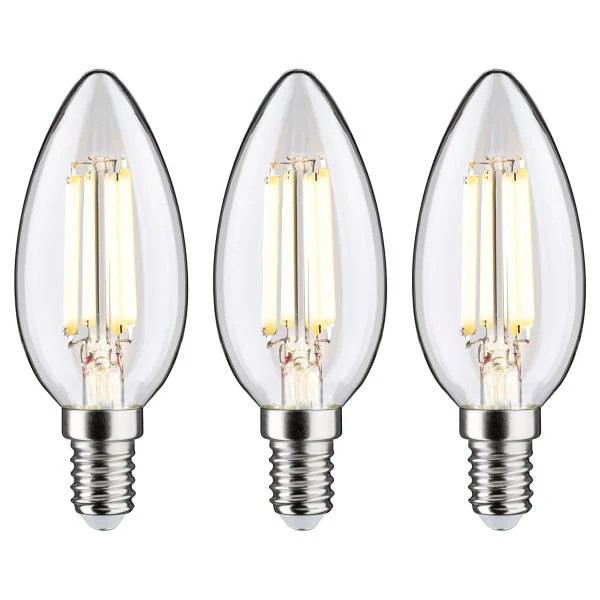LED-Leuchtmittel Eco-Line Kerze - Klarglas - Transparent - 3er Set - Warmweiß