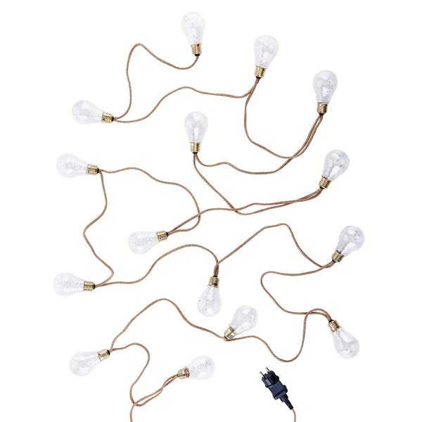 LED-Lichterkette BULB LIGHTS I - Klarglas / Jute - 15-flammig - Braun - Tiefe: 860 cm - Image 6
