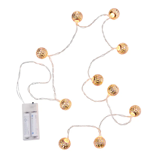 LED-Lichterkette ORIENTAL LIGHTS - Eisen / Polyester PVC - 10-flammig - Braun