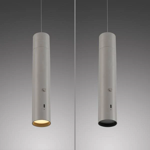 LED-Pendelleuchte Attach - Polycarbonat - 1-flammig - Grau - Image 8
