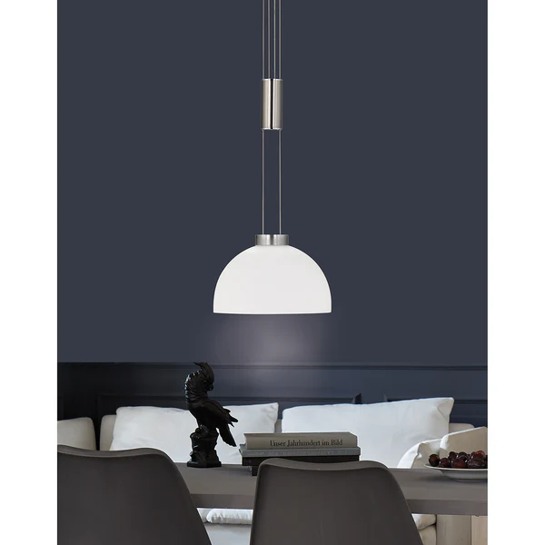 LED-Pendelleuchte Avignon I - Milchglas / Eisen - 1-flammig - Matt Silber - Image 2