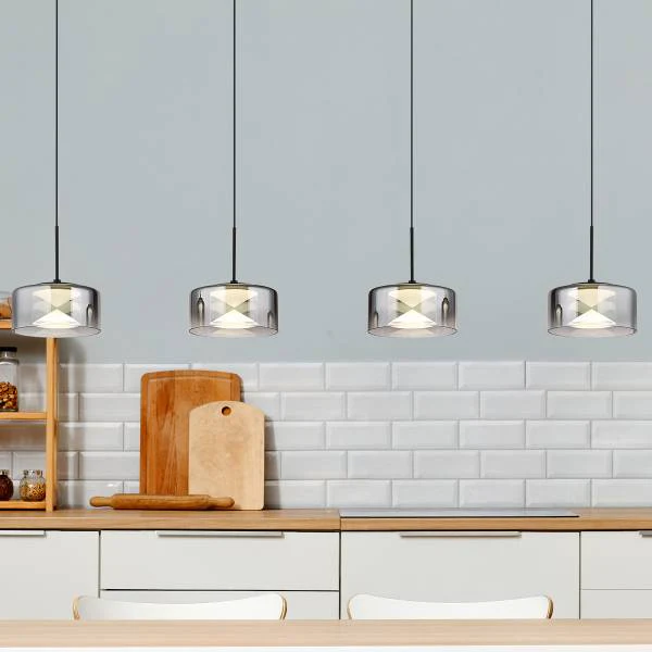 LED-Pendelleuchte Belinda - Rauchglas / Eisen