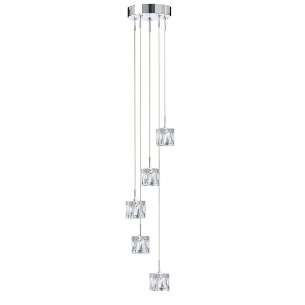 LED-Pendelleuchte Ice Cube - Kristallglas / Stahl - Flammenanzahl: 5 - Image 2