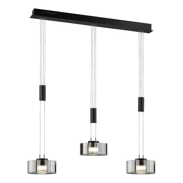 LED-Pendelleuchte Lavin - Eisen / Rauchglas - Schwarz - Flammenanzahl: 3 - Image 4