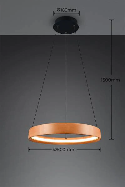 LED-Pendelleuchte Lynwood - Gummibaum teilmassiv / Eisen - 1-flammig - Image 8