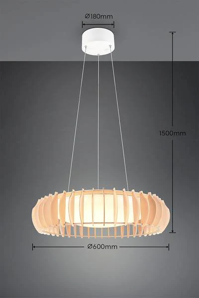 LED-Pendelleuchte Monte - Eisen / Kiefer - Weiß - 1-flammig - Image 12