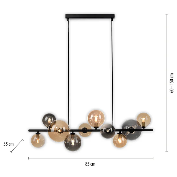 LED-Pendelleuchte Popsicle - Rauchglas / Eisen - 10-flammig - Image 15
