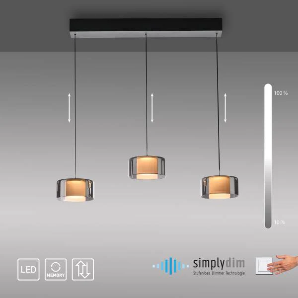 LED-Pendelleuchte Rika Typ A - Klarglas / Eisen - Schwarz - Flammenanzahl: 3 - Image 10