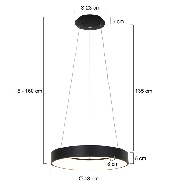 LED-Pendelleuchte Ringlede - Aluminium - 1-flammig - Schwarz - Durchmesser: 48 cm - Image 12