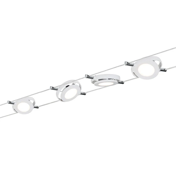 LED-Seilsystem Mac II - Silikon / Chrom - 4-flammig