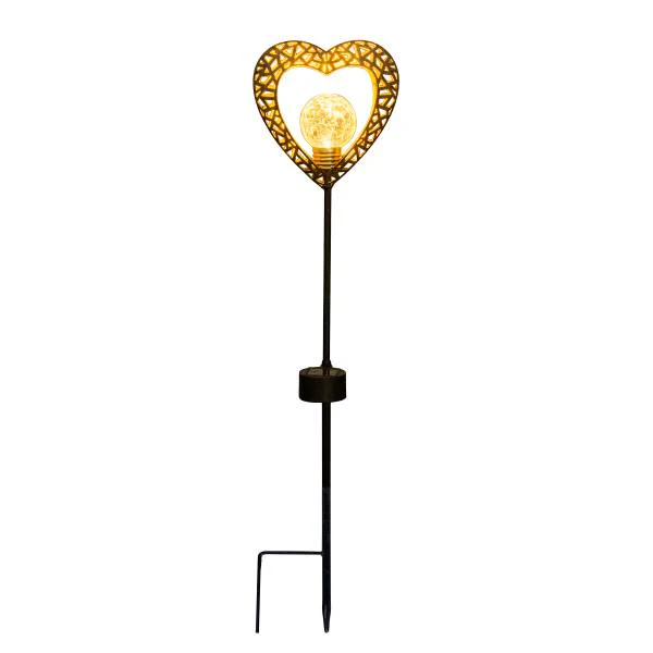 LED-Solar-Wegeleuchte Herz 2er-Set - Aluminium - Schwarz / Messing - 1-flammig - Image 3