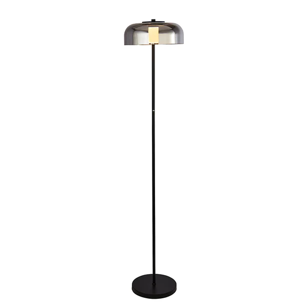 LED-Stehleuchte Frisbee - Rauchglas / Stahl - Schwarz 1-flammig