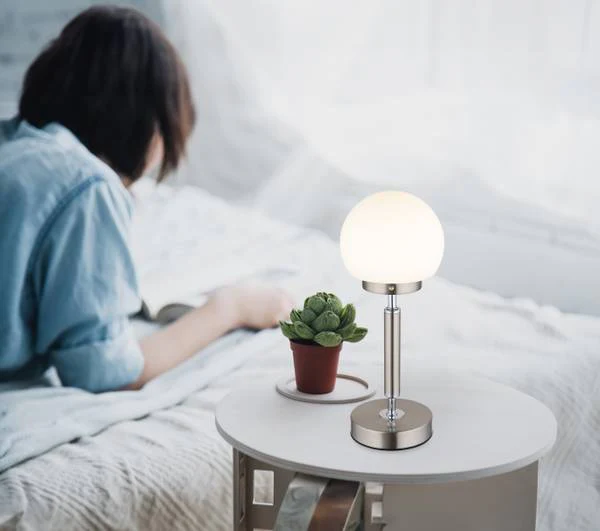 LED-Tischleuchte Haku Typ A - Opalglas / Eisen - 1-flammig - Silver White - Image 2