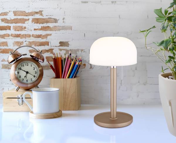 LED-Tischleuchte Norman - Acrylglas / Bambus massiv - 1-flammig - Beige - Image 2