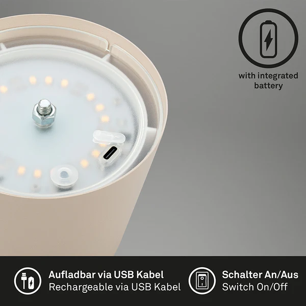 LED-Tischleuchte Tyli - Aluminium - 1-flammig - Beige - Image 4