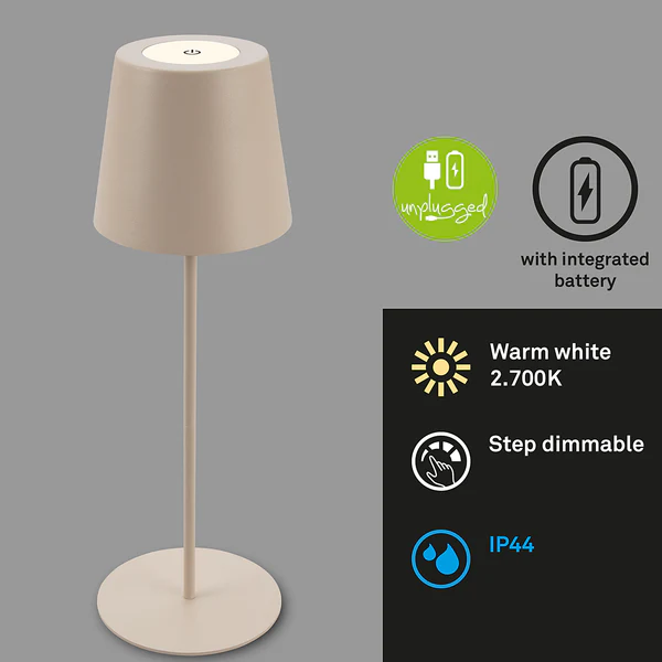 LED-Tischleuchte Tyli - Aluminium - 1-flammig - Beige - Image 7