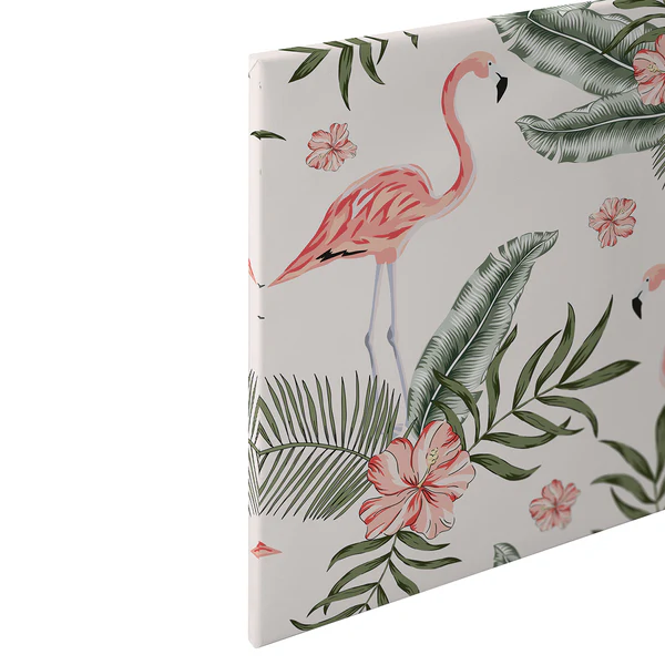 Leinwandbild Flamingos Tropical Vibes - Polyester PVC / Fichtenholz - Pink / Grün - Image 7