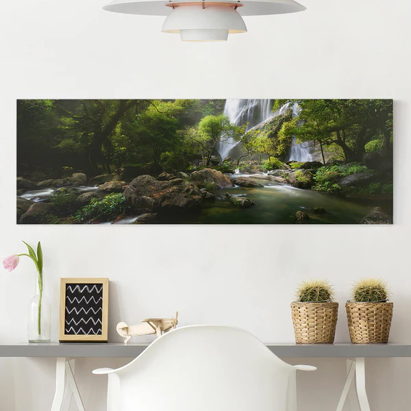 Leinwandbild Gebirgsbach II - Grün - 120 x 40 x 2 cm - Breite: 120 cm - Image 3