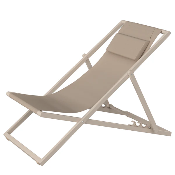 Liegestuhl Nivi 2er-Set - Stahl / Polyester - Beige - Image 5