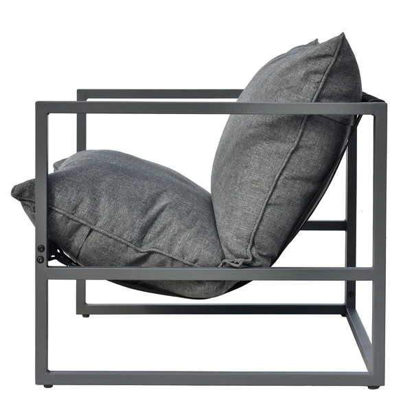 Loungegruppe Moda 3-teilig - Stahl / Webstoff - Grau - Image 15