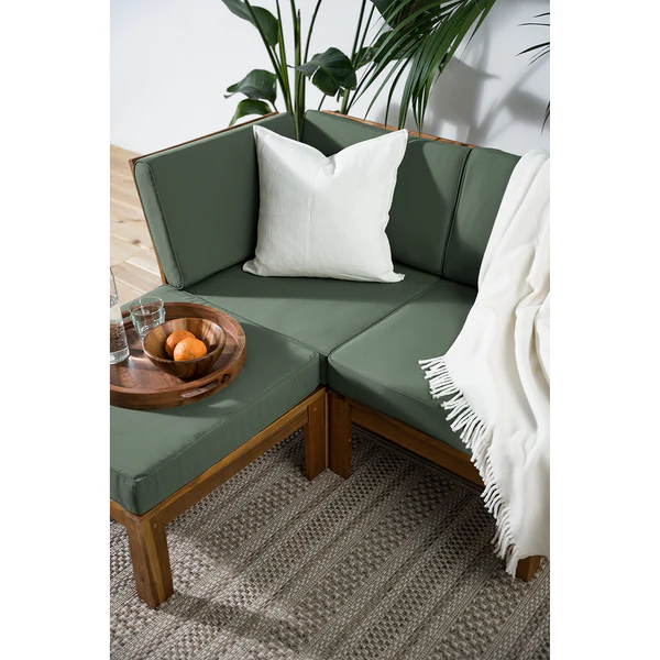 Loungehocker LEXI - Webstoff / Akazie massiv - Helles Olivgrün - Image 6