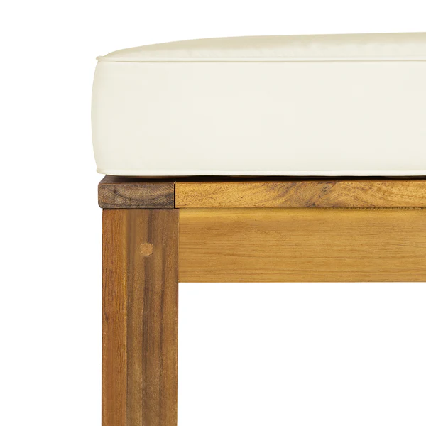 Loungehocker LEXI - Webstoff / Akazie massiv - Wollweiß - Image 11