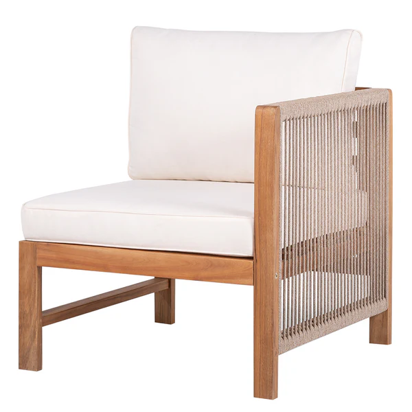 Loungesessel Bayton mit 1 Armlehne - Akazie massiv / Polyester - Braun / Beige - Armlehne davorstehend rechts - Image 5