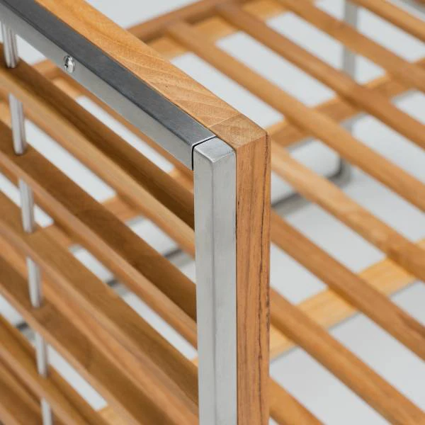 Loungesessel TEAKLINE - Webstoff / Teak massiv - Hellgrau - Image 10