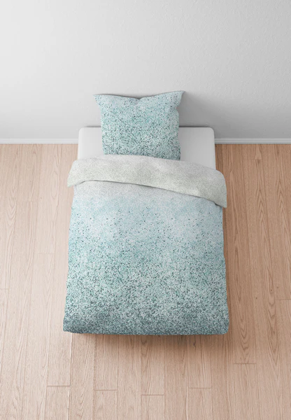 Mako-Satin Bettwäsche Buml - Baumwolle - Creme / Blau - 135 x 200 cm + Kissen 80 x 80 cm - Image 2