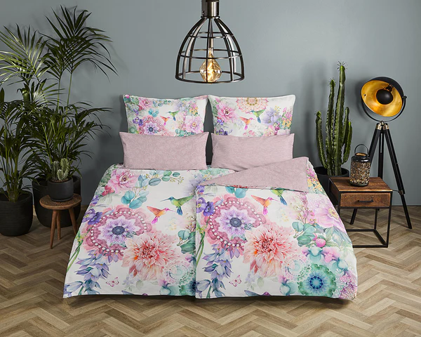 Mako-Satin-Bettwäsche Isaye - Baumwolle - Rosa - 135 x 200 cm + Kissen 80 x 80 cm - Image 2