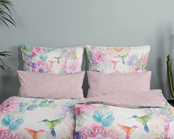 Mako-Satin-Bettwäsche Isaye - Baumwolle - Rosa - 155 x 220 cm + Kissen 80 x 80 cm - Image 3