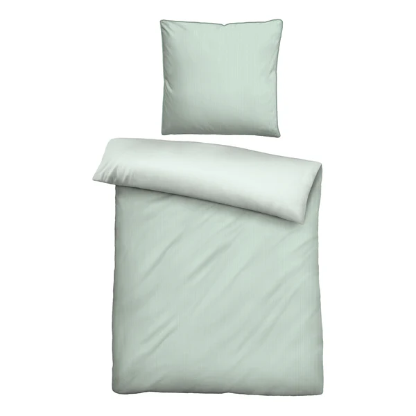 Mako Satin Bettwäsche Papis - Baumwolle - Mintgrün - 135 x 200 cm + Kissen 80 x 80 cm