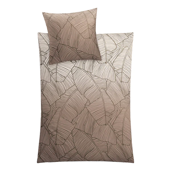 Mako-Satin-Bettwäsche Vero - Baumwollstoff - Matt Sand - 155 x 220 cm + Kissen 80 x 80 cm
