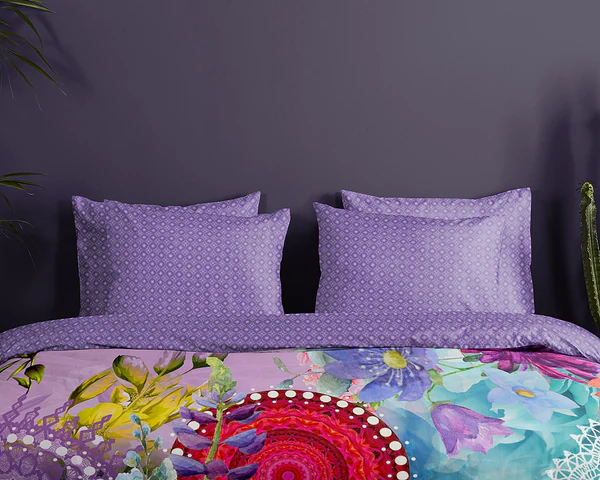 Mako-Satin-Bettwäsche Vitori - Baumwolle - Mehrfarbig - 140 x 200 cm + Kissen 90 x 70 cm - Image 3