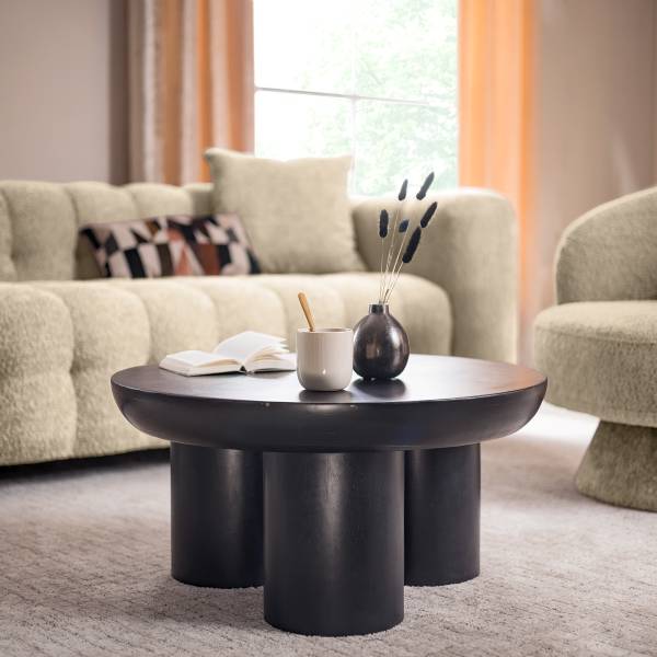 Massiver Couchtisch OLIDE - Akazie Schwarz - Image 4