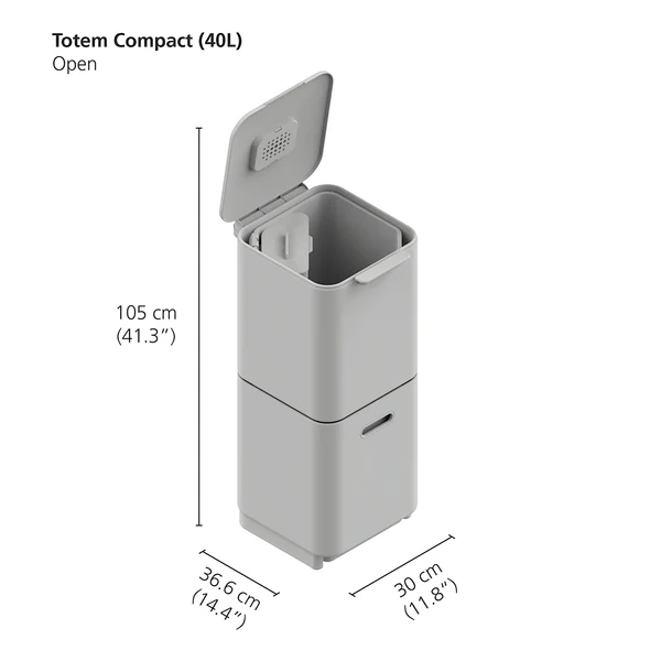 Mülleimer Totem - Kunststoff / Edelstahl - Steingrau - Fassungsvermögen: 40 L - Image 13