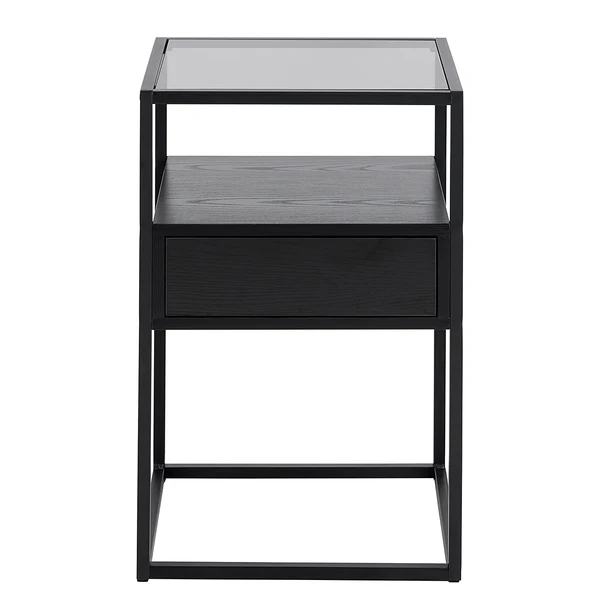 Nachtkommode Keable - Glas / Metall - Esche Schwarz Dekor - Image 10