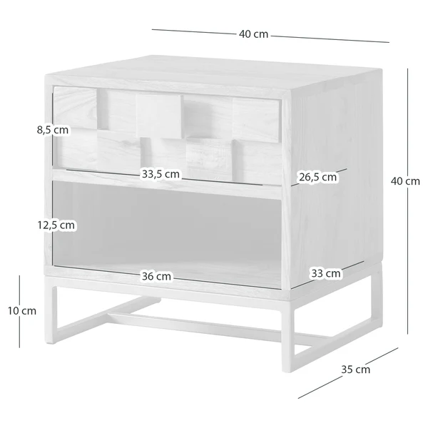 Nachttisch BOGA - Akazie massiv / Eisen - Akazie / Gold - Image 16