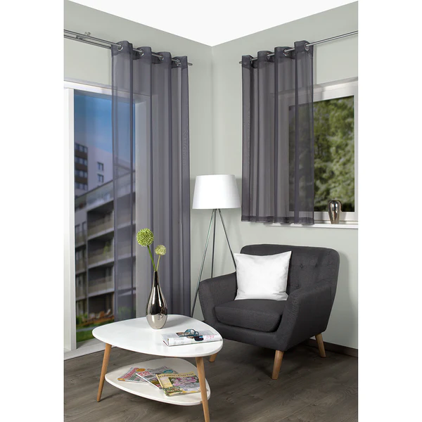 Ösenschal Dolly (2er-Set) - Polyester - Grau - 140 x 225 cm
