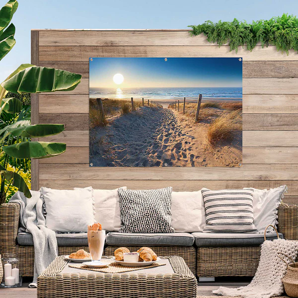 Outdoor-Poster Dünenweg zum Meer - PVC - Blau - Image 2