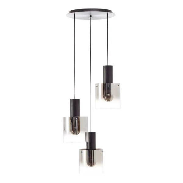 Pendelleuchte Alesund Rund - Aluminium / Rauchglas - Schwarz - 3-flammig - Image 3