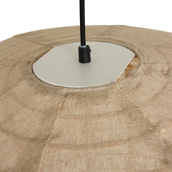 Pendelleuchte Bangalore II - Mischgewebe / Eisen - 1-flammig - Beige - Image 3
