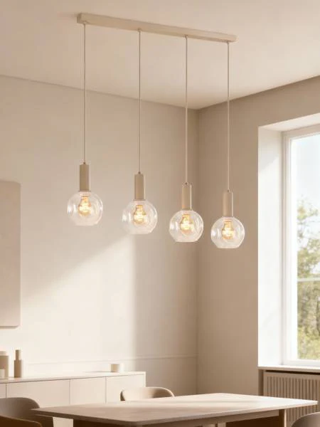 Pendelleuchte Bilman - Gusseisen / Klarglas - Beige - 4-flammig - Image 2