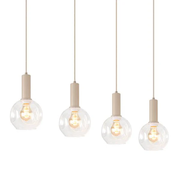 Pendelleuchte Bilman - Gusseisen / Klarglas - Beige - 4-flammig - Image 3