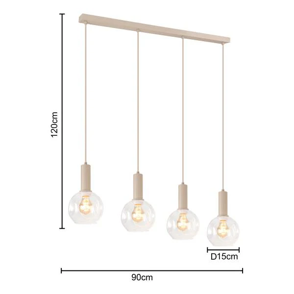 Pendelleuchte Bilman - Gusseisen / Klarglas - Beige - 4-flammig - Image 9